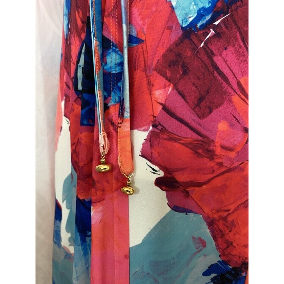 Trina Turk Maxi Floral Wrap Dress Sleeveless V Neck Red Blue Full Length… - Picture 6 of 8